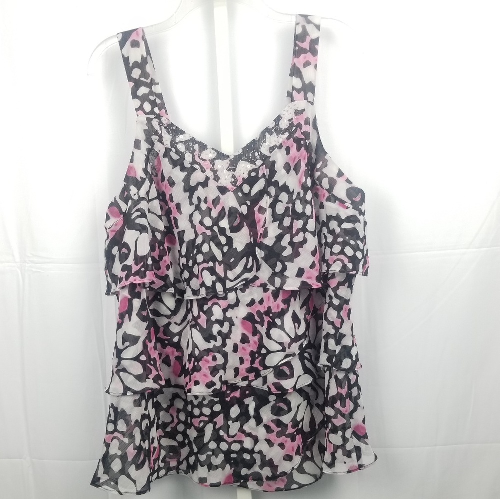 Tiered Thin Straps Lined Blouse